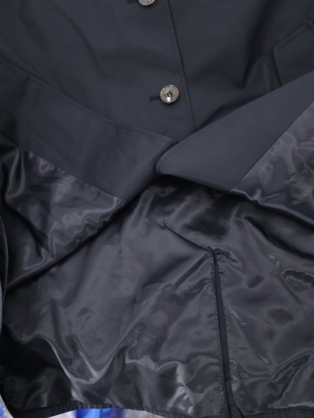Lauren Ralph Lauren Trench Coat Women Medium Cotton Blend Button Front Dark Navy - Picture 13 of 13